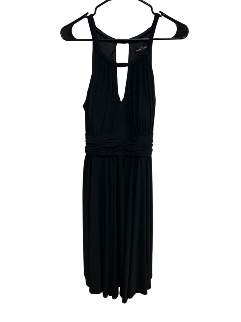 Jessica Howard 12 Black Sleeveless Keyhole Midi Dress French Girl Minimalist